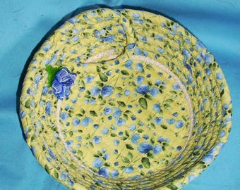 Cuenco de cuerda envuelto en tela: porta anillos, cesta floral decorativa