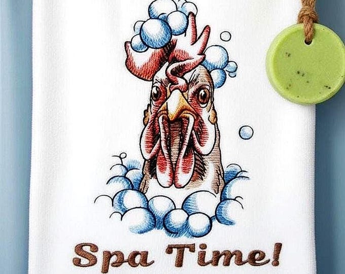 Chicken Embroidered Dish Towel-Flour Sack Kitchen Towel