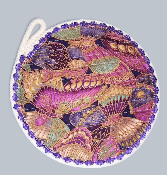 Butterfly Fabric Rope Coaster- Handmade Insulated Hot Pad-Candle Mat