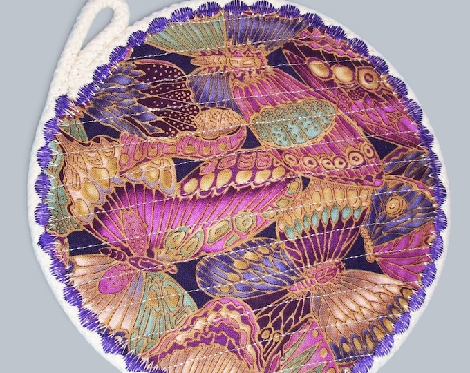 Butterfly Fabric Rope Coaster- Handmade Insulated Hot Pad-Candle Mat