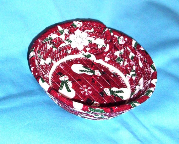 Snowman Rope Bowl-Small Wintery Fabric Basket
