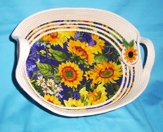 Sunflower Rope Bowl-Clothesline Basket with Handles