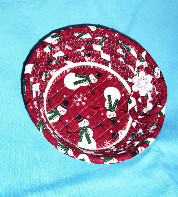 Snowman Rope Bowl-Small Wintery Fabric Basket