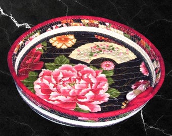 Asian Fabric Wrapped Bowl-Peony Fan Rope Bowl