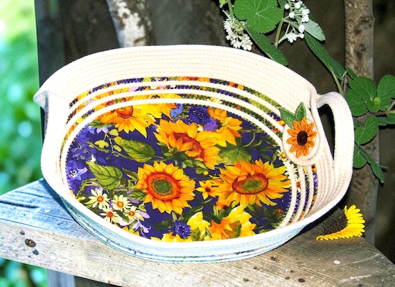 Sunflower Rope Bowl-Clothesline Basket with Handles