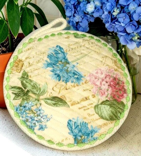 Large Fabric Rope Coaster-Mug Rug-Floral Trivet