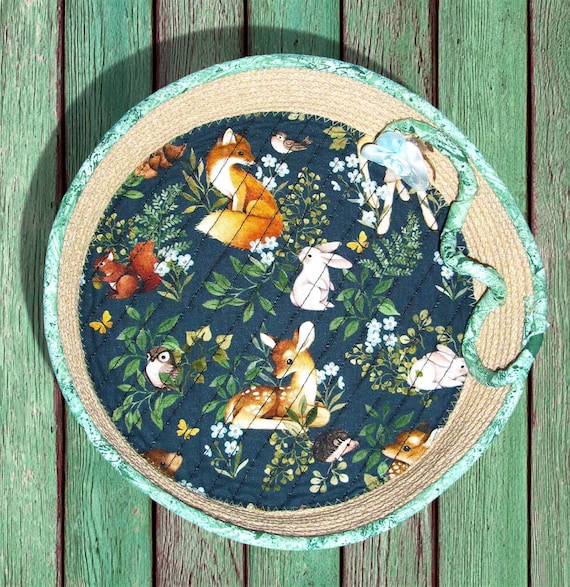 Woodland Animals Rope Bowl-Fabric Wrapped Basket