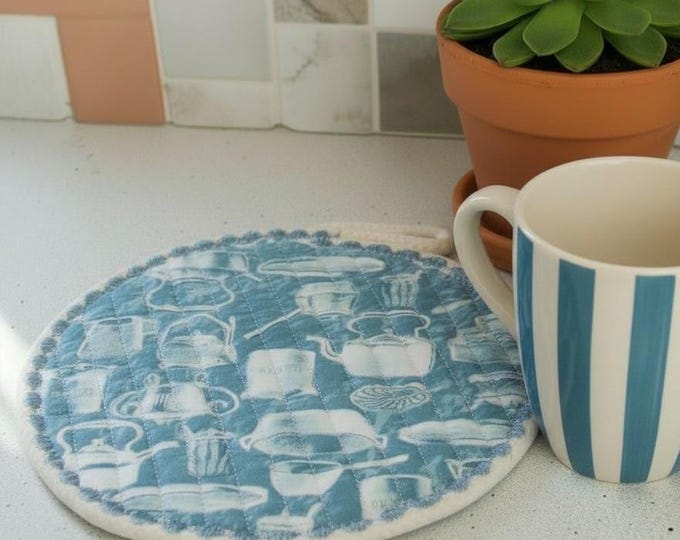 Round Quilted Mug Rug-Handmade Jumbo Coaster
