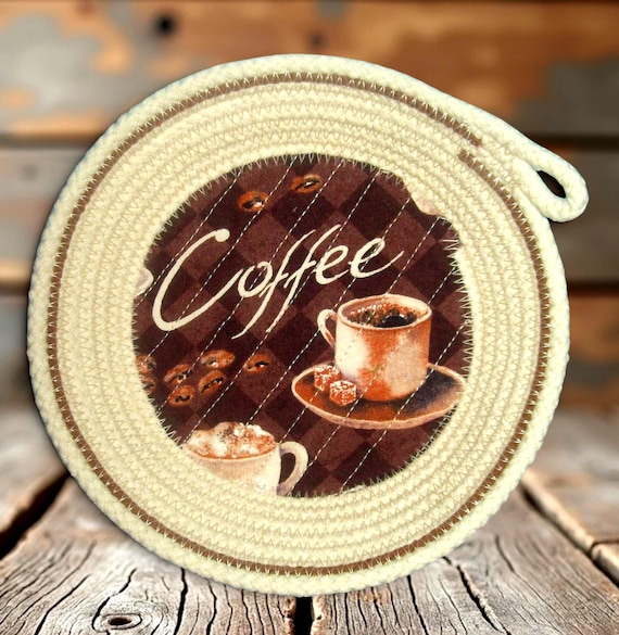 Handmade Coffee Rope Bowl: Fabric Base Trinket Basket-Office Decor