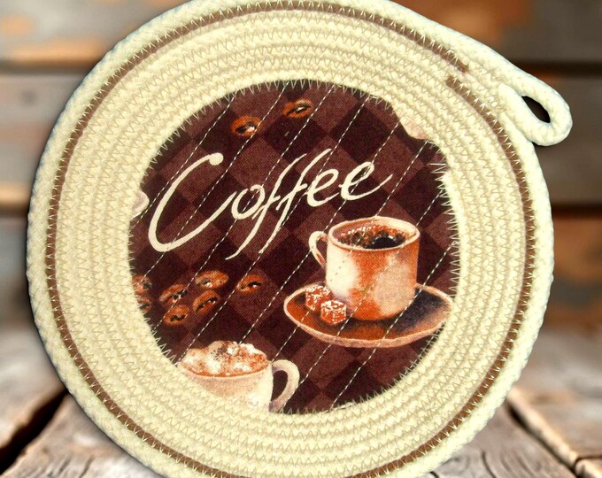 Handmade Coffee Rope Bowl: Fabric Base Trinket Basket-Office Decor