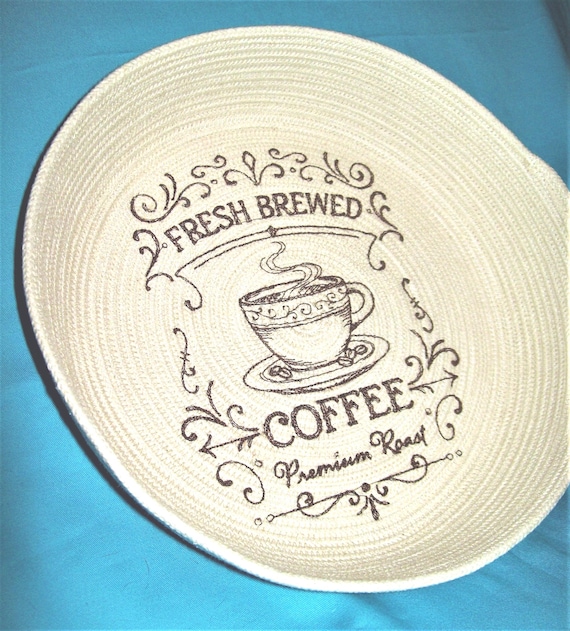 Embroidered rope bowl-Fresh Brewed Coffee Decorative Basket