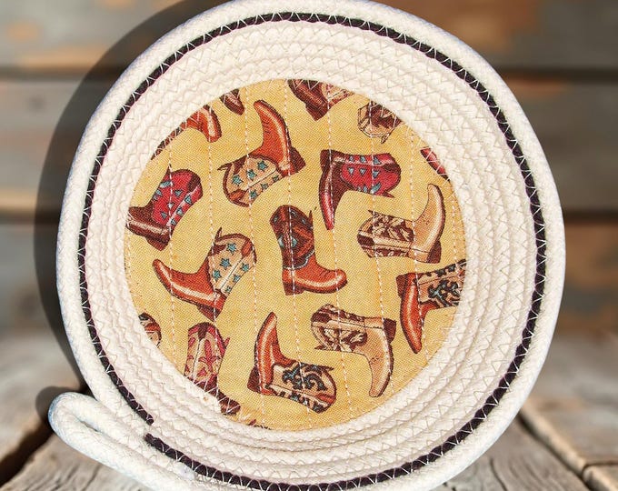 Western Boots Rope Bowl-Mini Trinket Basket-Key Holder