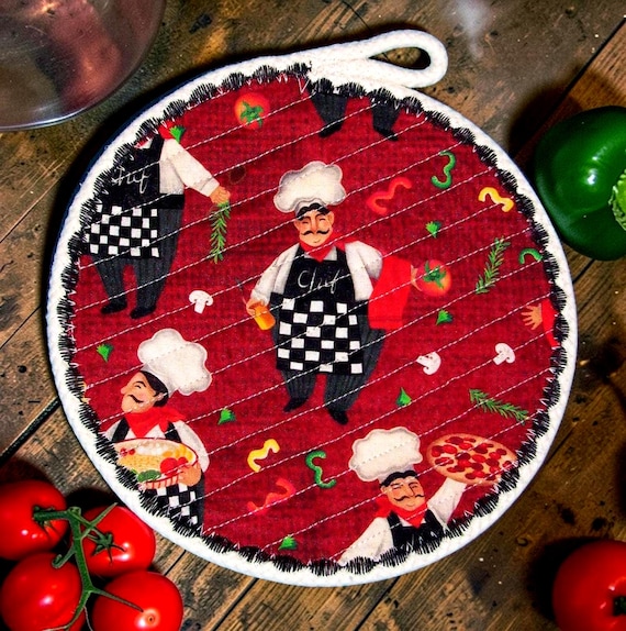 Chef Rope Trivet: Handmade Insulated Hot Pad, 8" Round Coaster