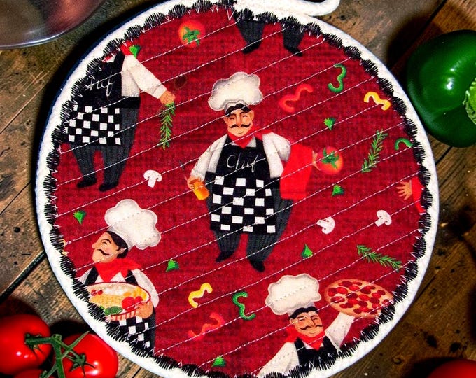 Chef Rope Trivet: Handmade Insulated Hot Pad, 8" Round Coaster