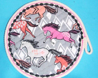 Posavasos de cuerda gigante con diseño de caballo del oeste, salvamanteles y tapete para taza con decoración de poni indio
