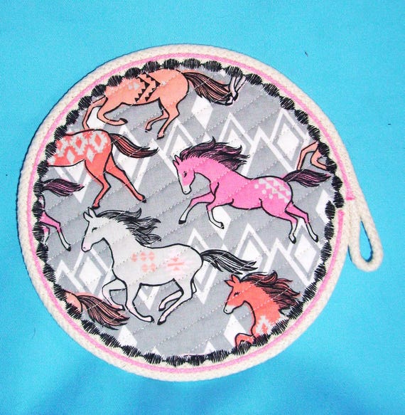 Western Horse Jumbo Rope Coaster-Indian Pony Decor Trivet-Mug Rug
