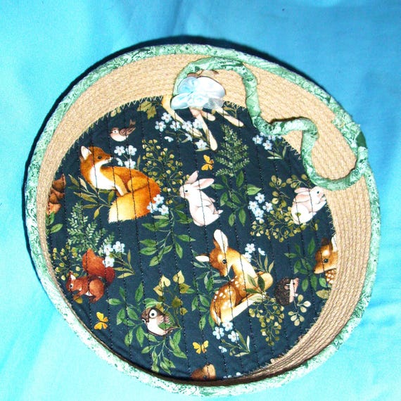 Woodland Animals Rope Bowl-Fabric Wrapped Basket