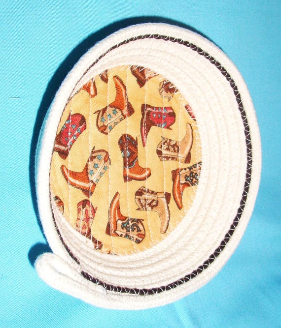 Western Boots Rope Bowl-Mini Trinket Basket-Key Holder