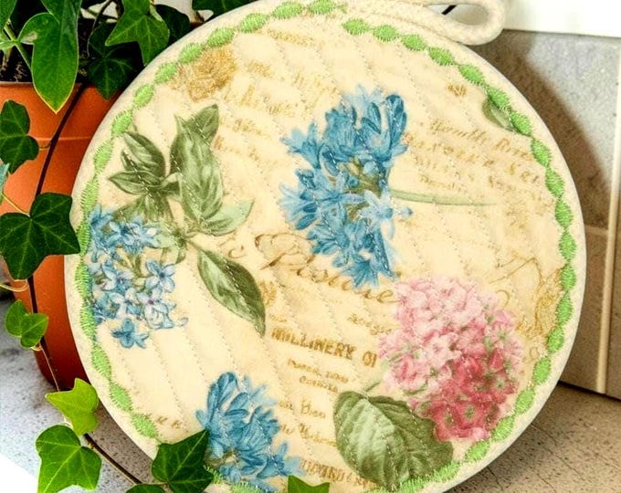 Large Fabric Rope Coaster-Mug Rug-Floral Trivet