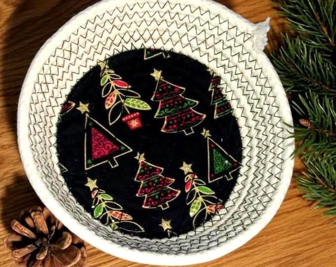 Mini Christmas Rope Bowl-Festive Fabric Rope Basket