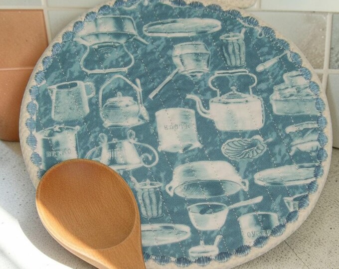 Round Quilted 8" Mug Rug-Handmade Jumbo Coaster