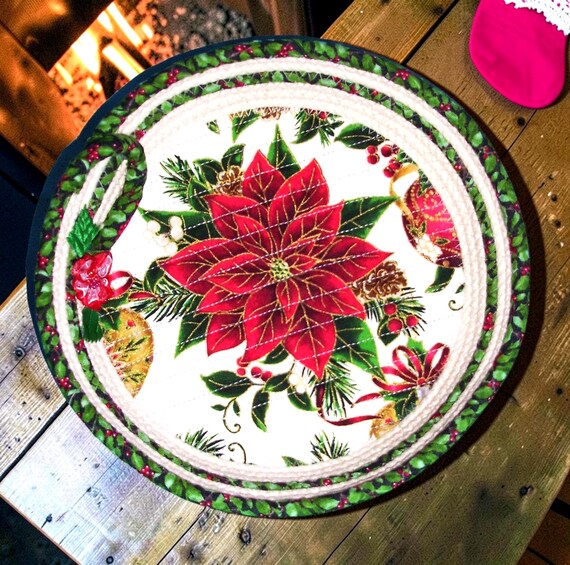 Poinsettia Fabric Bowl: Handmade Holiday Rope Basket