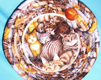 Cuenco pequeño de cuerda para gatos - Cesta para felinos forrada de tela