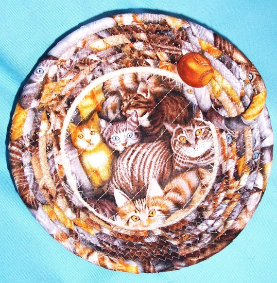 Cats Small Rope Bowl-Fabric Wrapped Feline Basket