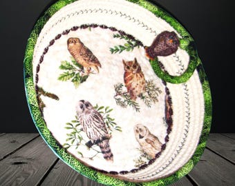 Owls Rope Bowl-Fabric Wrapped Cord Basket