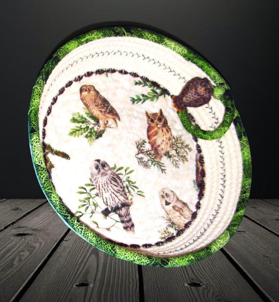 Owls Rope Bowl-Fabric Wrapped Cord Basket