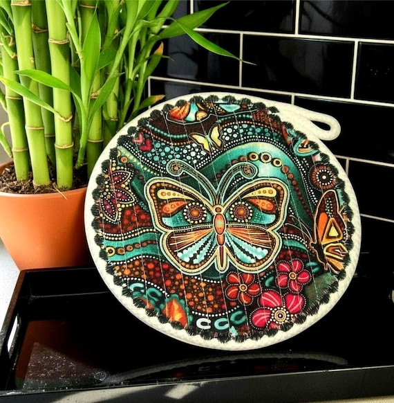 Fabric Rope Trivet: Butterfly Kitchen Coaster, Heat Resistant Hot Pad