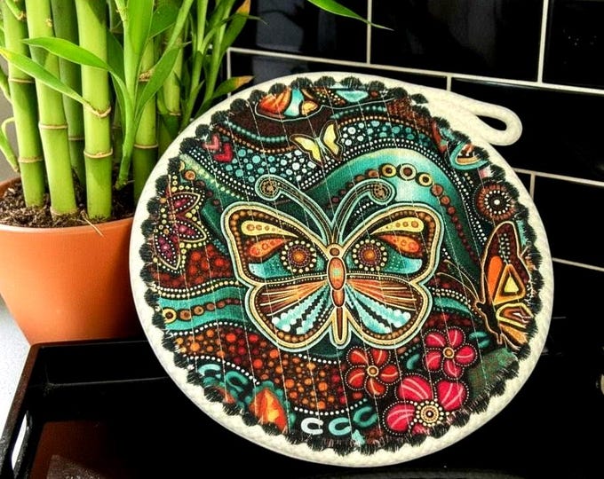 Fabric Rope Trivet: Butterfly Kitchen Coaster, Heat Resistant Hot Pad