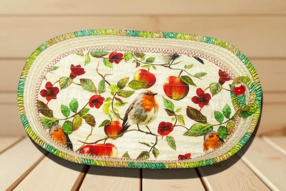 Handmade Robin Rope Bowl: Oval Cotton Catch-All Basket Tray