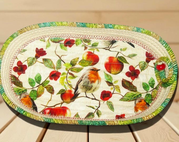 Handmade Robin Rope Bowl: Oval Cotton Catch-All Basket Tray