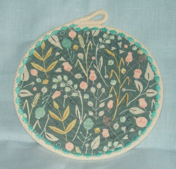 Floral Fabric Rope Trivet: Heat Resistant Hot Pad, Kitchen Coaster