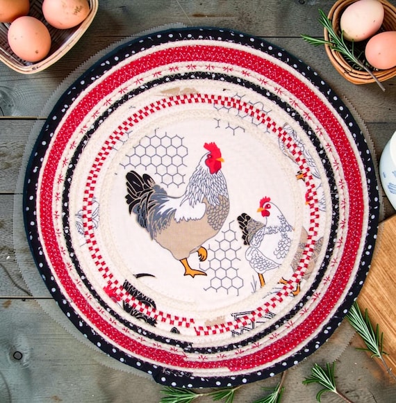 Rooster Hen Rope Bowl-Chickens Decorative Fabric Basket