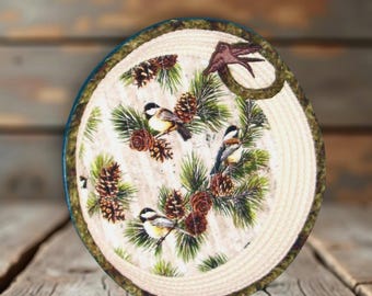 Chickadee Rope Bowl-Fabric Wrapped Bird Basket