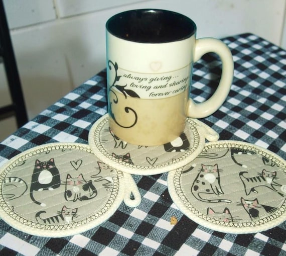 Large Rope Cat Coaster: Handmade Cotton Mug Rug, Candle Mat