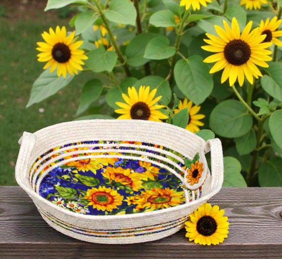 Sunflower Rope Bowl-Clothesline Basket with Handles