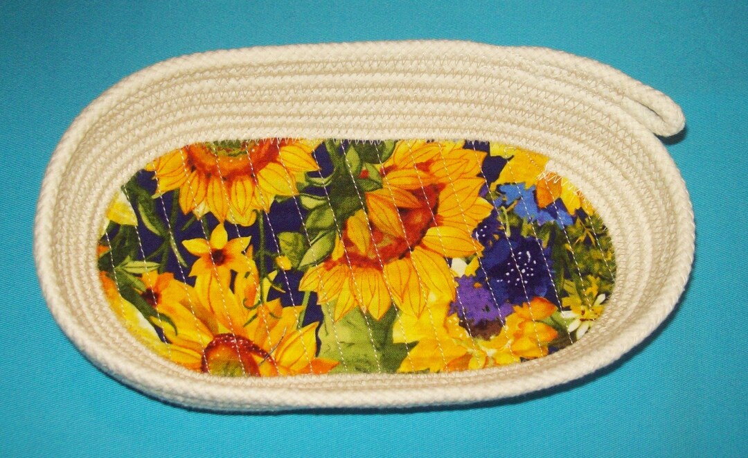 Sunflowers Oval Rope Bowlrope Basketcoiled Clothesline Bowlsummer