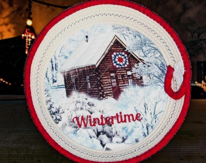 Snow Cabin Fabric Wrapped Rope Bowl-Fabric Wrapped Basket