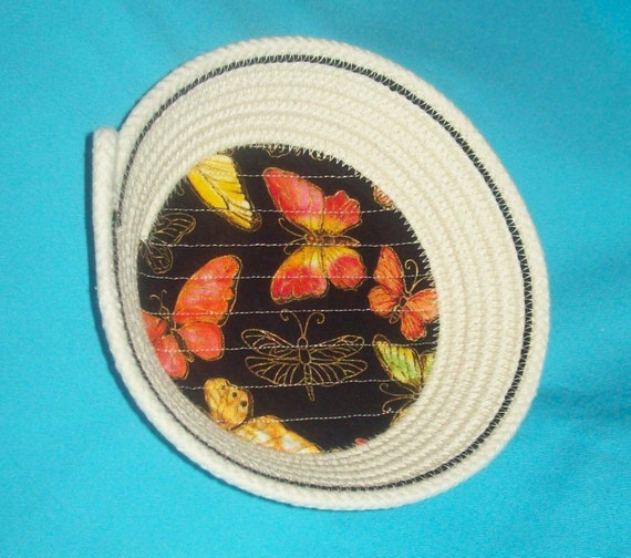 Butterfly Rope Bowl-Mini clothesline Bowl-Trinket Bowl-Nature Coiled Bowl-Butterfly Basket-gift rope bowl-money dish-ring holder-key keeper
