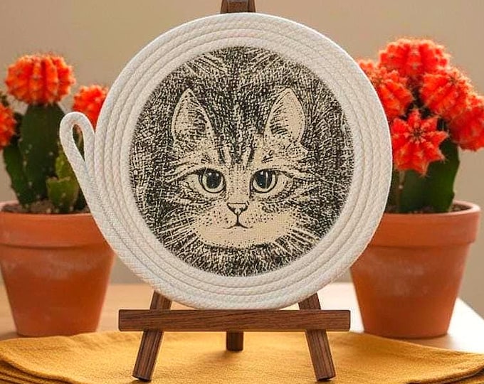 Cat Quilted Rope Bowl-Small Fabric Bowl Basket