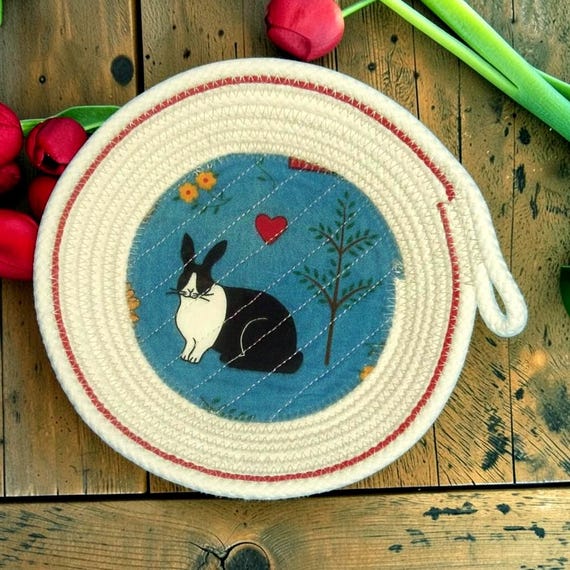 Rabbit Mini Rope Bowl-Little Coiled Fabric Bowl
