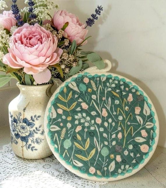 Floral Fabric Rope Trivet: Heat Resistant Hot Pad, Kitchen Coaster