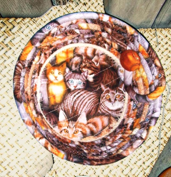 Cats Small Rope Bowl-Fabric Wrapped Feline Basket