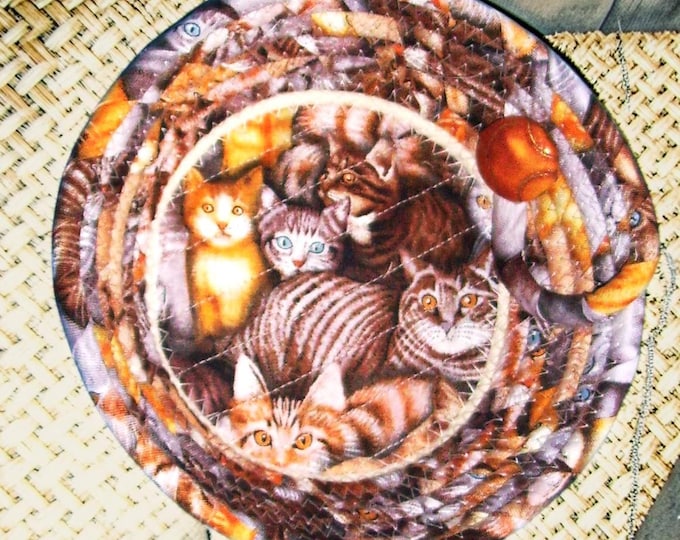Cats Small Rope Bowl-Fabric Wrapped Feline Basket