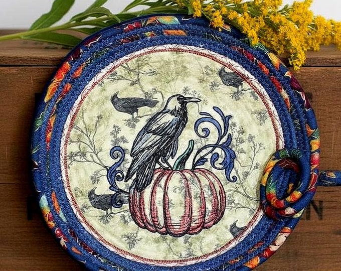 Rustic Crow Rope Bowl-Fabric Wrapped Gothic Basket
