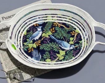 Cuenco ovalado forrado de tela Blue Jay Rope Bowl