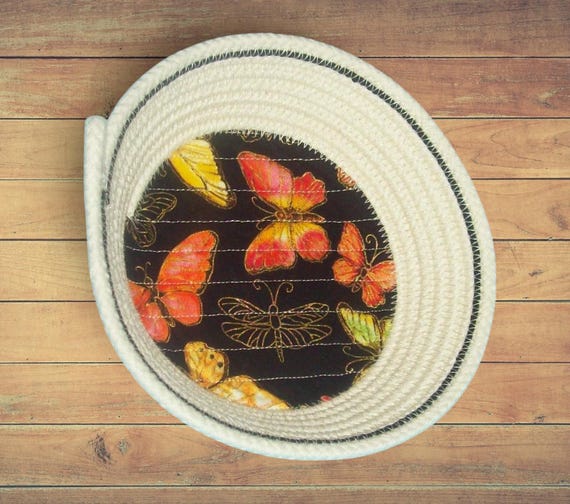 Butterfly Rope Bowl-Mini clothesline Bowl-Trinket Bowl-Nature Coiled Bowl-Butterfly Basket-gift rope bowl-money dish-ring holder-key keeper